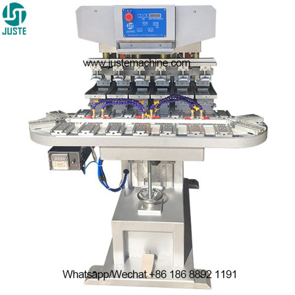 Μηχανή εκτύπωσης 6 έγχρωμων μαξιλαριών εκτυπωτές Tampo με 18 Jig Conveyor Ink Tray 3
