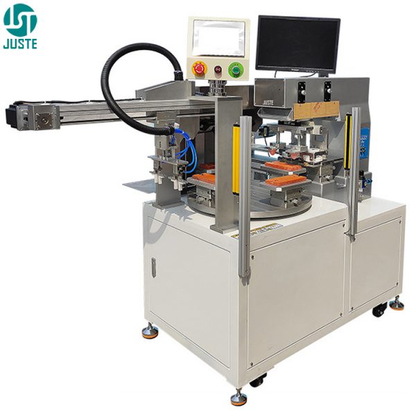 Automatic 1 Color pad Printers tampo Printing Machine with conveyor robot arm 9