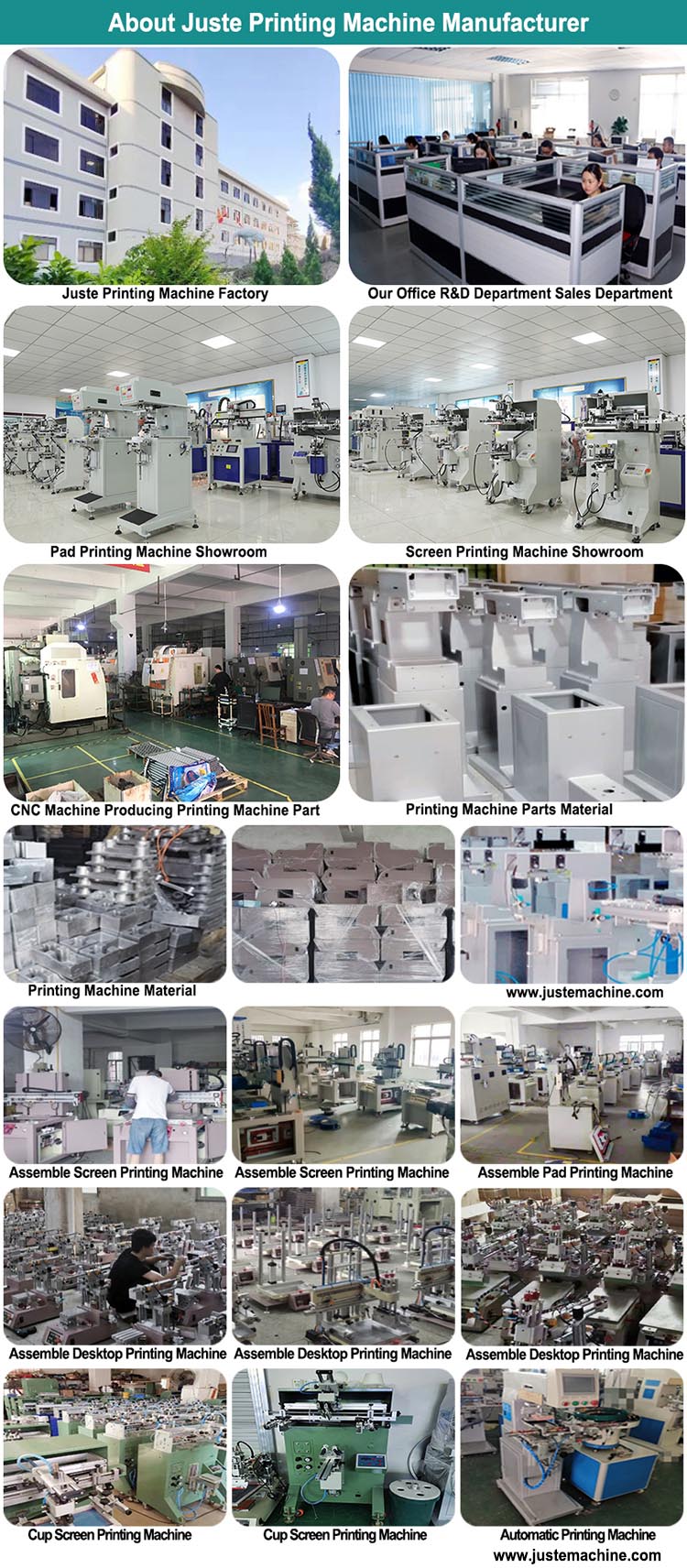 Shenzhen Juste Machine Co., Ltd Εταιρεία μηχανών εκτύπωσης οθόνης με μαξιλαράκια